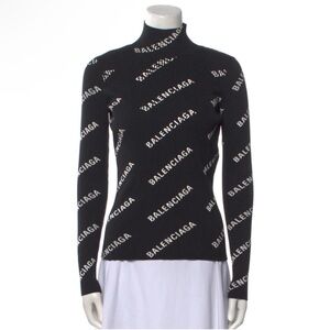 Balenciaga Black and White Turtleneck Sweater